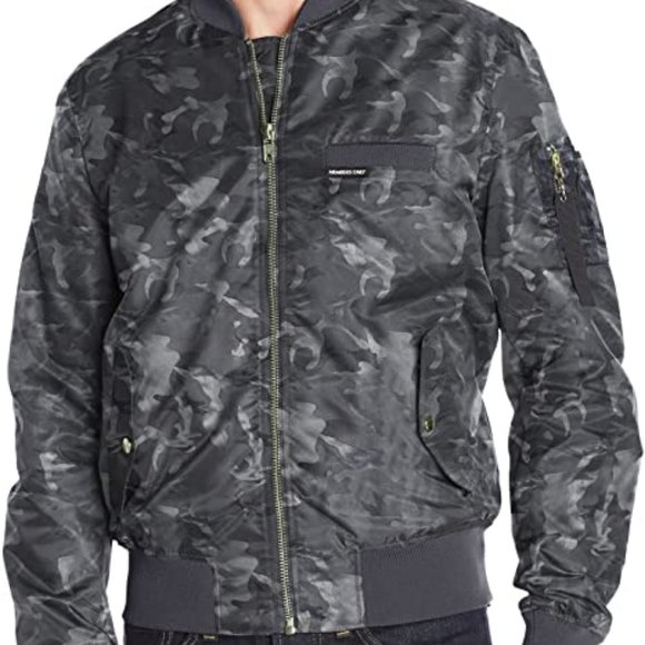 Members Only Men's Ma-1 Bomber Jacket Grey Camo M - Picture 10 of 11